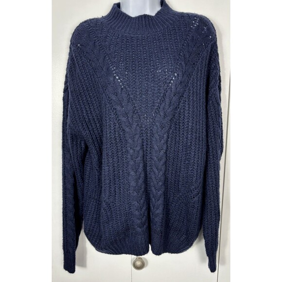 Time and Tru Sweaters - NWT Time & Tru Navy Blue Mock Turtleneck Large Sweater